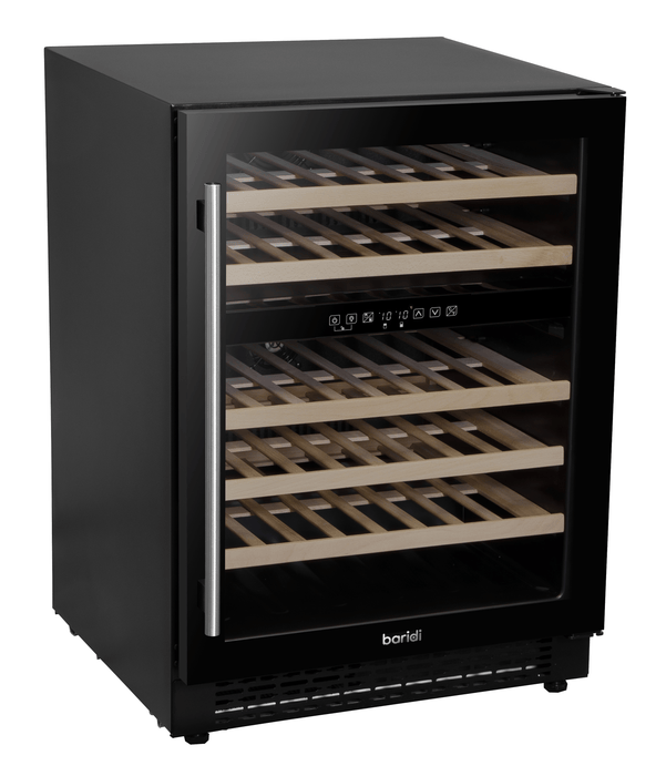 Baridi 46 Bottle Dual Zone Wine Cellar Fridge With Digital Touch Screen Controls, Black - DH79