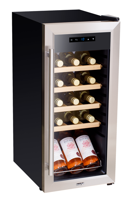 Baridi 18 Bottle Wine Cooler Fridge With Digital Touch Screen Controls & LED Light, Stainless Steel - DH29