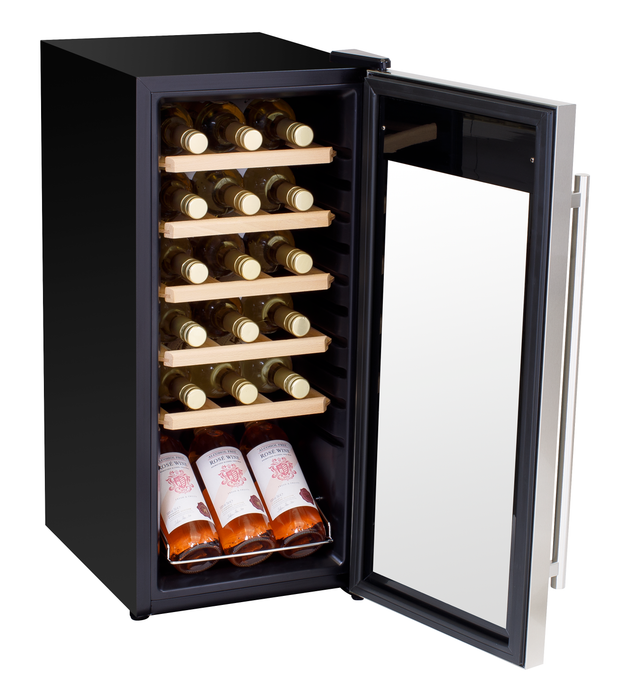 Baridi 18 Bottle Wine Cooler Fridge With Digital Touch Screen Controls & LED Light, Stainless Steel - DH29