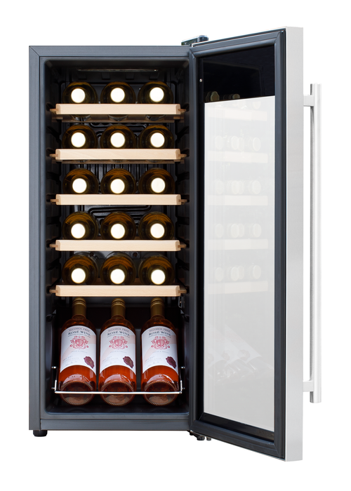 Baridi 18 Bottle Wine Cooler Fridge With Digital Touch Screen Controls & LED Light, Stainless Steel - DH29