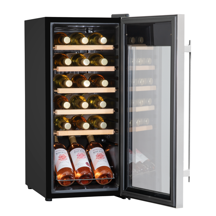 Baridi 18 Bottle Wine Cooler Fridge With Digital Touch Screen Controls & LED Light, Stainless Steel - DH29