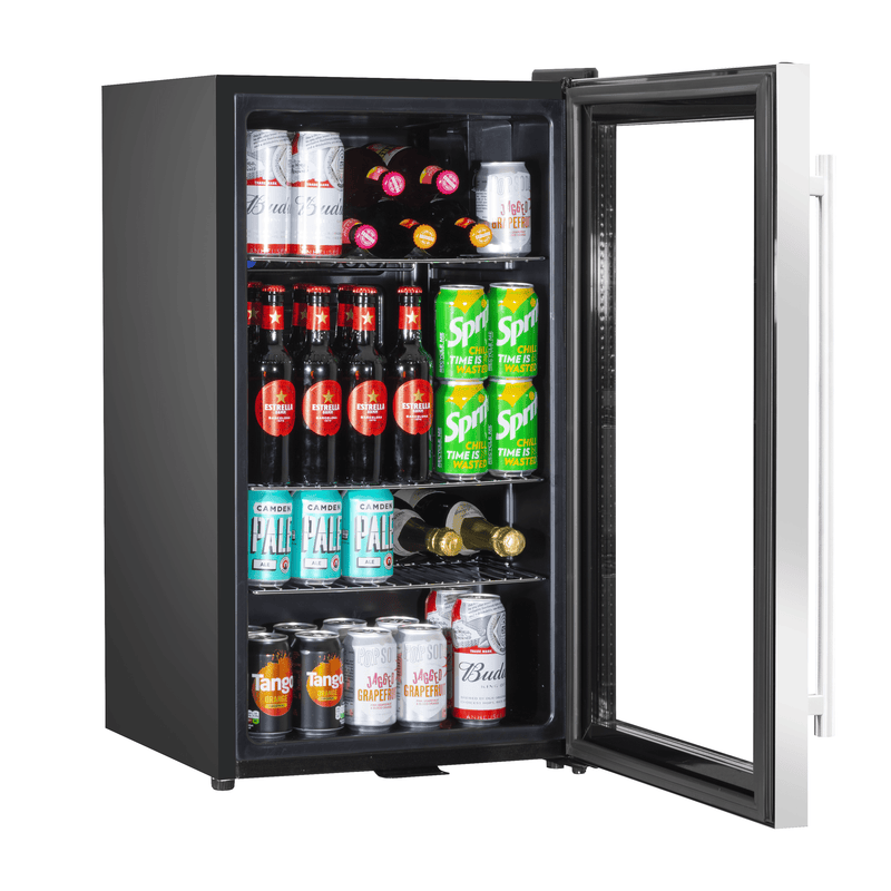 Baridi 85L Under Counter Drinks, Beer & Wine Cooler Fridge With Light, Stainless Steel - DH31
