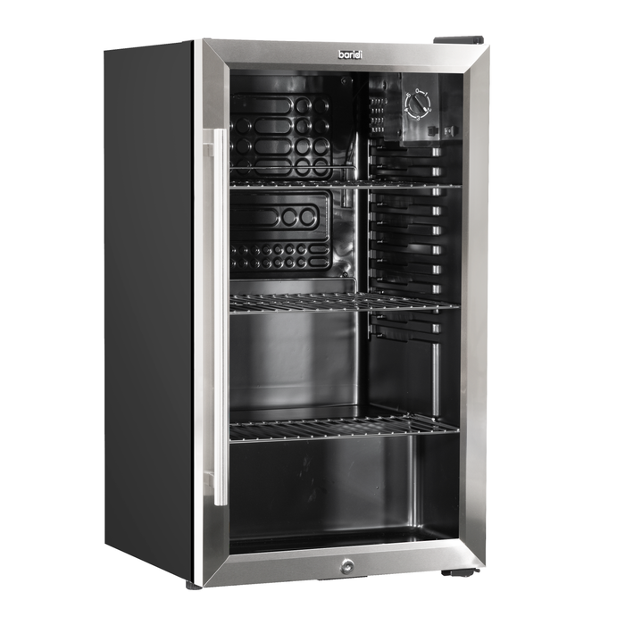 Baridi 85L Under Counter Drinks, Beer & Wine Cooler Fridge With Light, Stainless Steel - DH31