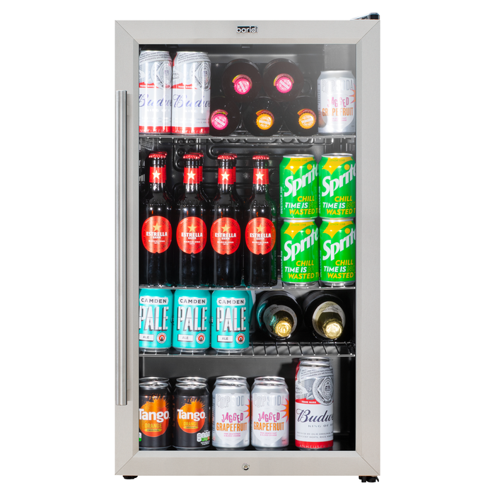 Baridi 85L Under Counter Drinks, Beer & Wine Cooler Fridge With Light, Stainless Steel - DH31