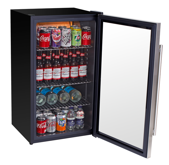 Baridi 85L Under Counter Drinks, Beer & Wine Cooler Fridge With Light, Stainless Steel - DH31