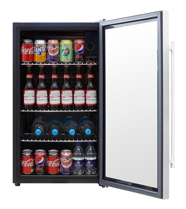 Baridi 85L Under Counter Drinks, Beer & Wine Cooler Fridge With Light, Stainless Steel - DH31