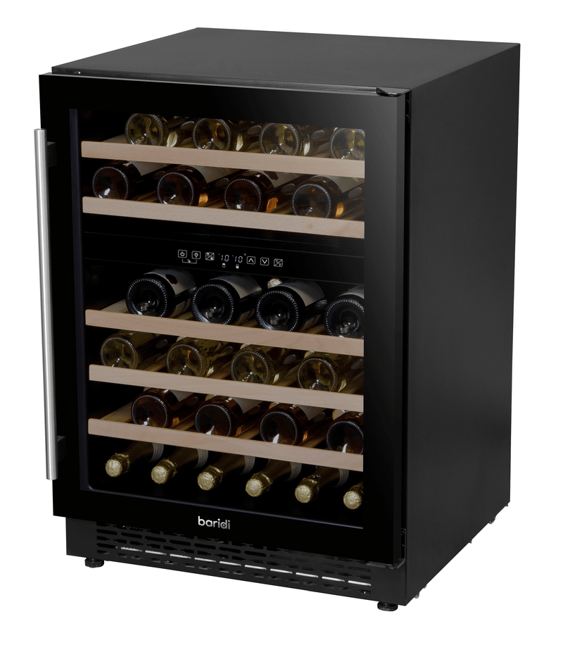 Baridi 46 Bottle Dual Zone Wine Cellar Fridge With Digital Touch Screen Controls, Black - DH79