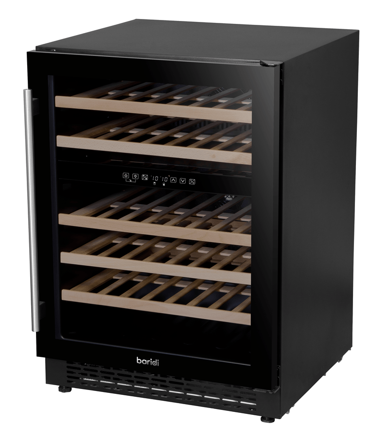 Baridi 46 Bottle Dual Zone Wine Cellar Fridge With Digital Touch Screen Controls, Black - DH79