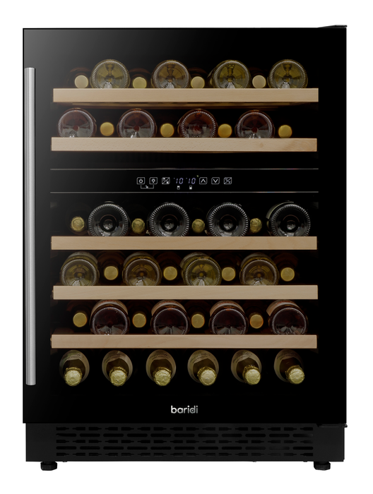 Baridi 46 Bottle Dual Zone Wine Cellar Fridge With Digital Touch Screen Controls, Black - DH79