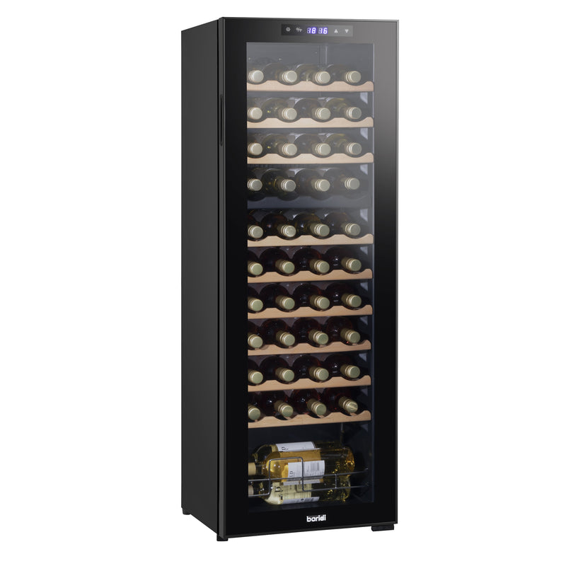 Baridi 44 Bottle Dual Zone Wine Cooler, Fridge, Touch Screen Controls, Wooden Shelves, LED - Black - DH92