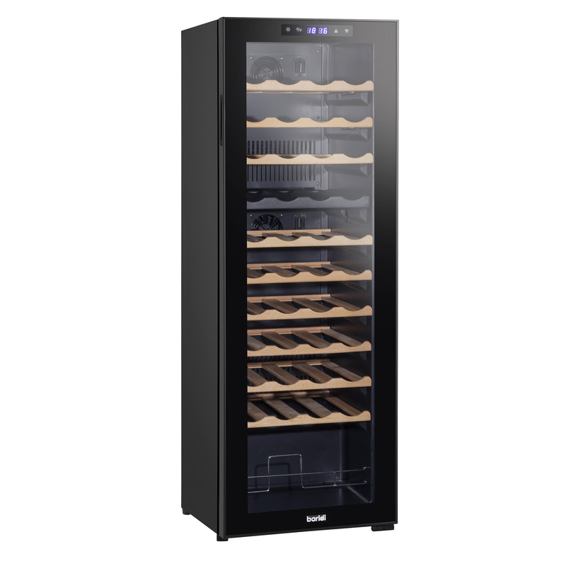 Baridi 44 Bottle Dual Zone Wine Cooler, Fridge, Touch Screen Controls, Wooden Shelves, LED - Black - DH92