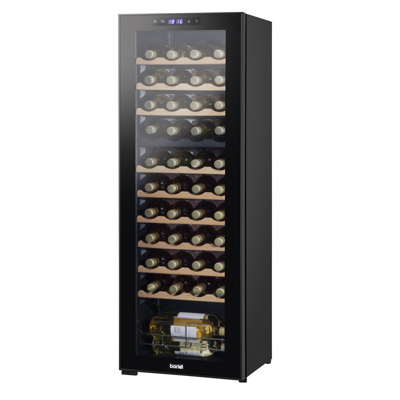 Baridi 44 Bottle Dual Zone Wine Cooler, Fridge, Touch Screen Controls, Wooden Shelves, LED - Black - DH92