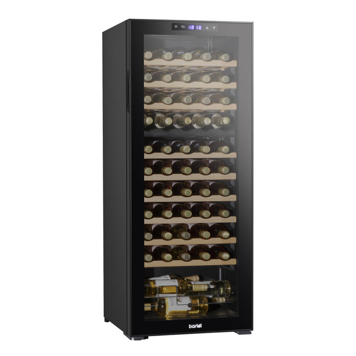 Baridi 55 Bottle Dual Zone Wine Cooler, Fridge, Touch Screen Controls, Wooden Shelves, LED - Black - DH93