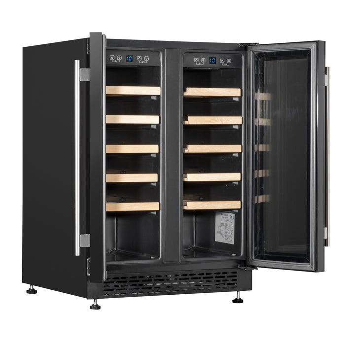 Baridi 60cm Dual Zone Commercial Grade Wine Cooler 40 Bottle Under Counter Freestanding/Built-In Fridge - DH96