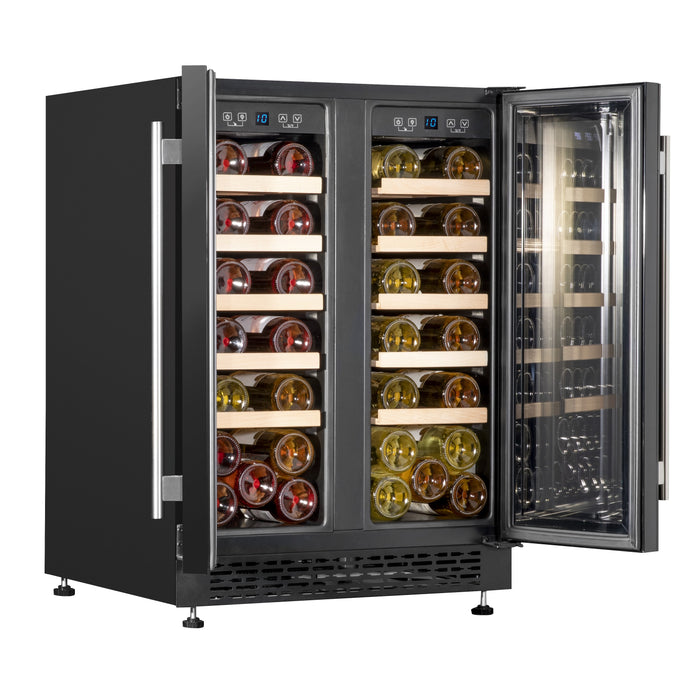 Baridi 60cm Dual Zone Commercial Grade Wine Cooler 40 Bottle Under Counter Freestanding/Built-In Fridge - DH96