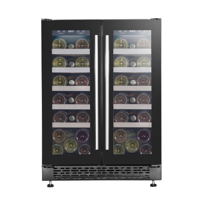 Baridi 60cm Dual Zone Commercial Grade Wine Cooler 40 Bottle Under Counter Freestanding/Built-In Fridge - DH96