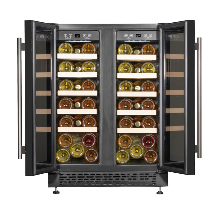 Baridi 60cm Dual Zone Commercial Grade Wine Cooler 40 Bottle Under Counter Freestanding/Built-In Fridge - DH96