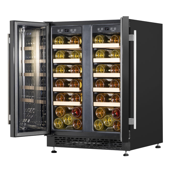 Baridi 60cm Dual Zone Commercial Grade Wine Cooler 40 Bottle Under Counter Freestanding/Built-In Fridge - DH96