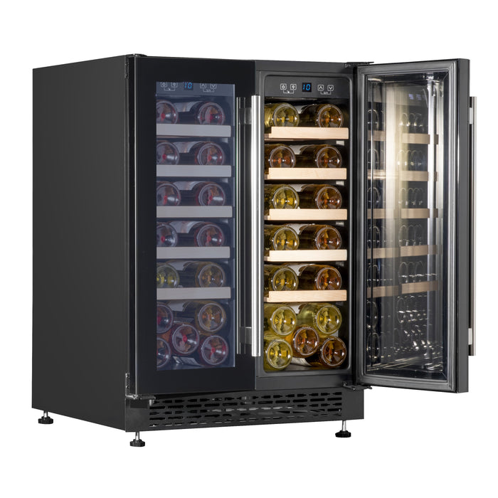 Baridi 60cm Dual Zone Commercial Grade Wine Cooler 40 Bottle Under Counter Freestanding/Built-In Fridge - DH96