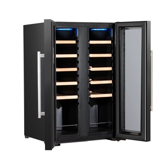 Baridi 24 Bottle Dual Zone Wine Cooler, Fridge, Touch Screen, LED Light Black And Mirror Glass Door - DH97