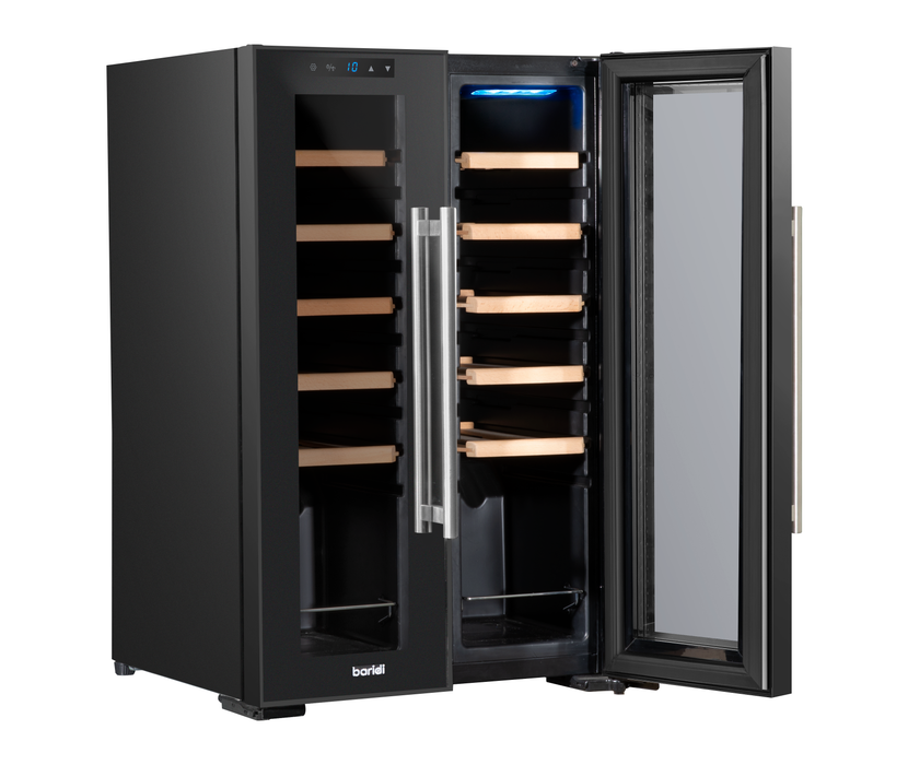 Baridi 24 Bottle Dual Zone Wine Cooler, Fridge, Touch Screen, LED Light Black And Mirror Glass Door - DH97