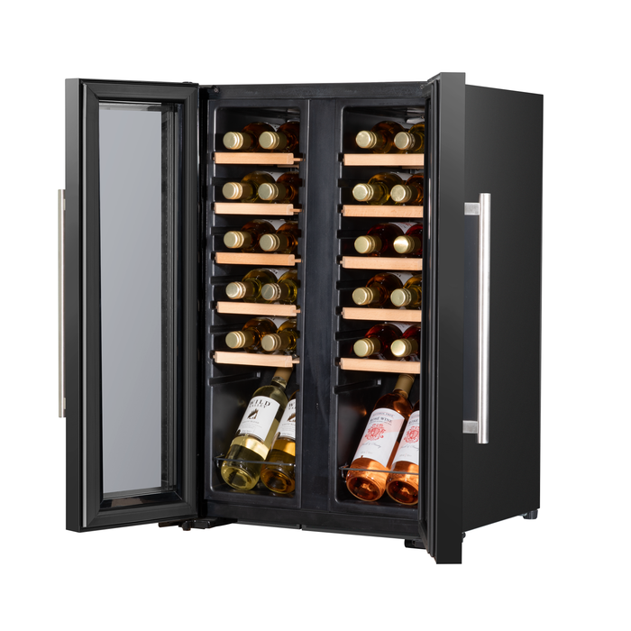 Baridi 24 Bottle Dual Zone Wine Cooler, Fridge, Touch Screen, LED Light Black And Mirror Glass Door - DH97