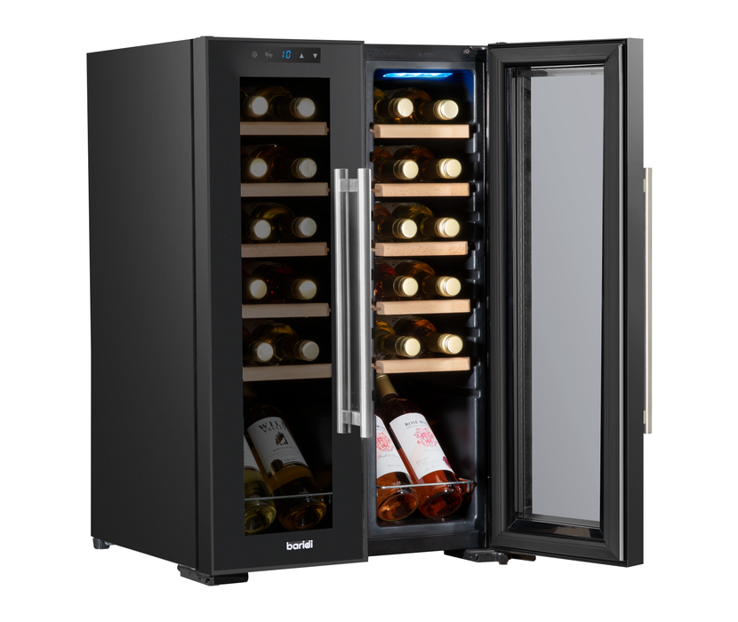 Baridi 24 Bottle Dual Zone Wine Cooler, Fridge, Touch Screen, LED Light Black And Mirror Glass Door - DH97