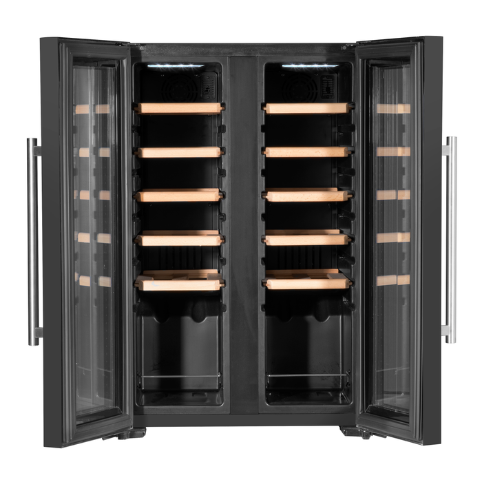 Baridi 24 Bottle Dual Zone Wine Cooler, Fridge, Touch Screen, LED Light Black And Mirror Glass Door - DH97