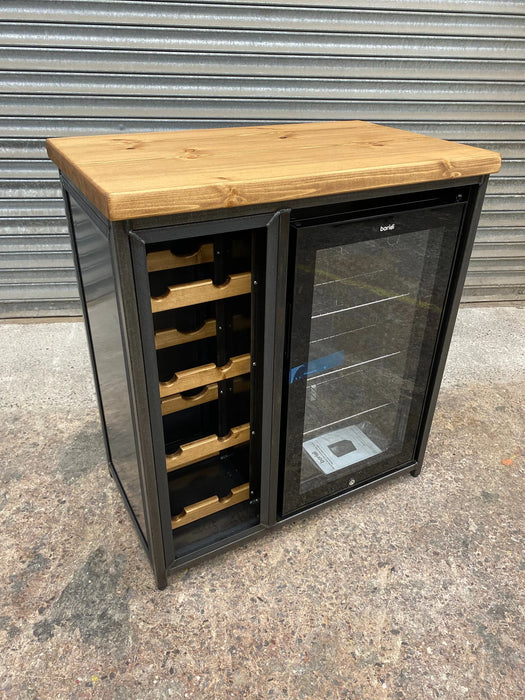 RSD Furniture Industrial Sideboard Home Bar with Beer cooler fridge and Wine rack