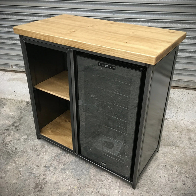 RSD Furniture Industrial Home Bar Drinks Cabinet with Wine Cooler