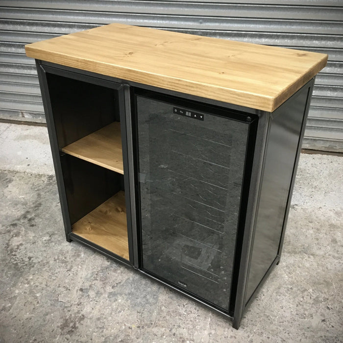 RSD Furniture Industrial Home Bar Drinks Cabinet with Wine Cooler