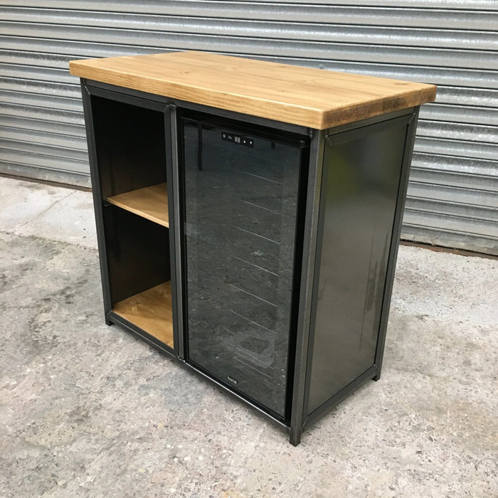 RSD Furniture Industrial Home Bar Drinks Cabinet with Wine Cooler