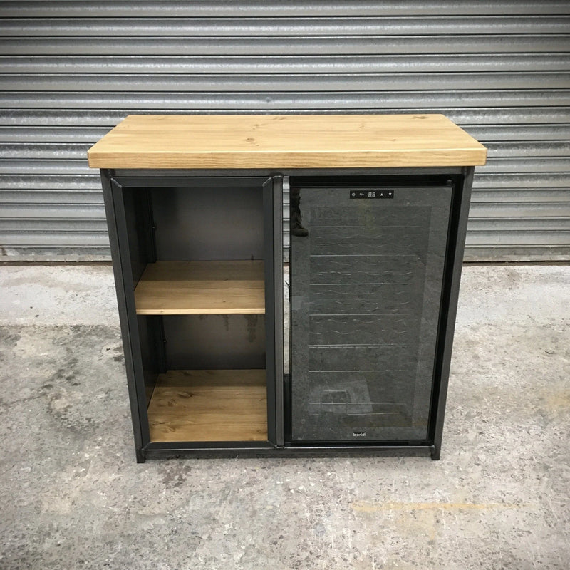 RSD Furniture Industrial Home Bar Drinks Cabinet with Wine Cooler
